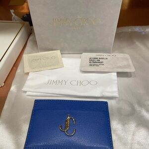 Jimmy Choo Royal Blue Card Holder with Gold Logo